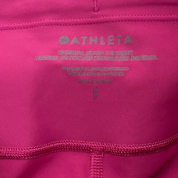 Athleta Interval Stash High Rise 7/8 Pink Leggings Pockets, Size S - Picture 10 of 14